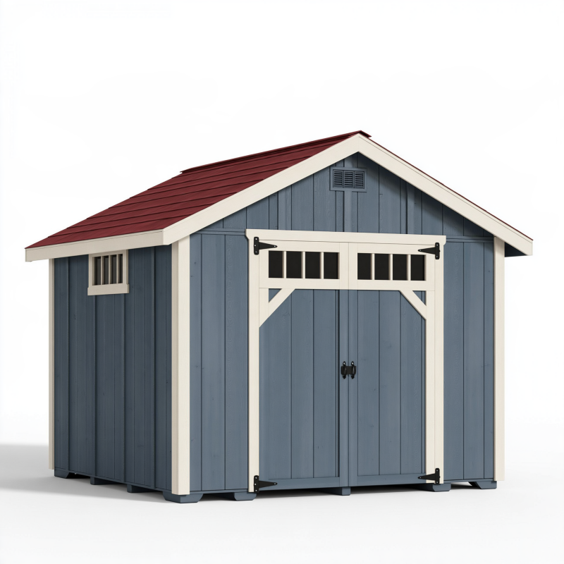 Gartenhaus 240 x 180 x 220 cm Holz Blau Weiß Rot mit Doppeltür im Landhausstil
