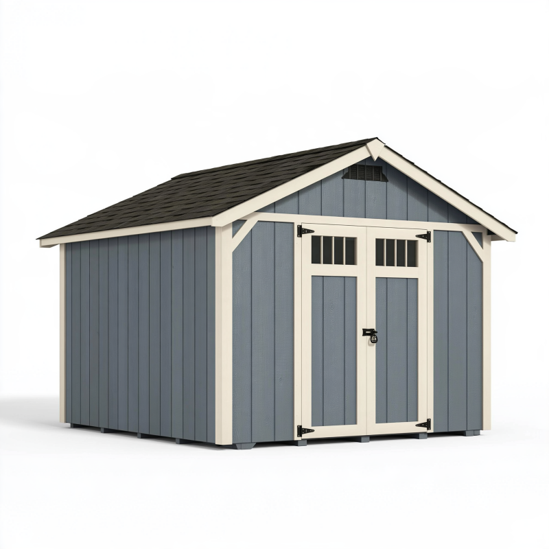 Gartenhaus 244 x 244 x 229 cm Holz Blau Creme - Geräteschuppen mit Doppeltür