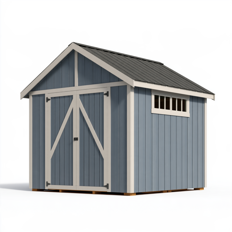 Gartenhaus 300 x 240 x 250 cm Holz Blau Grau mit Doppeltür Satteldach