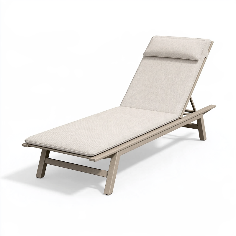 Gartenliege 200 x 70 cm Beige mit Metallgestell und verstellbarer Rückenlehne