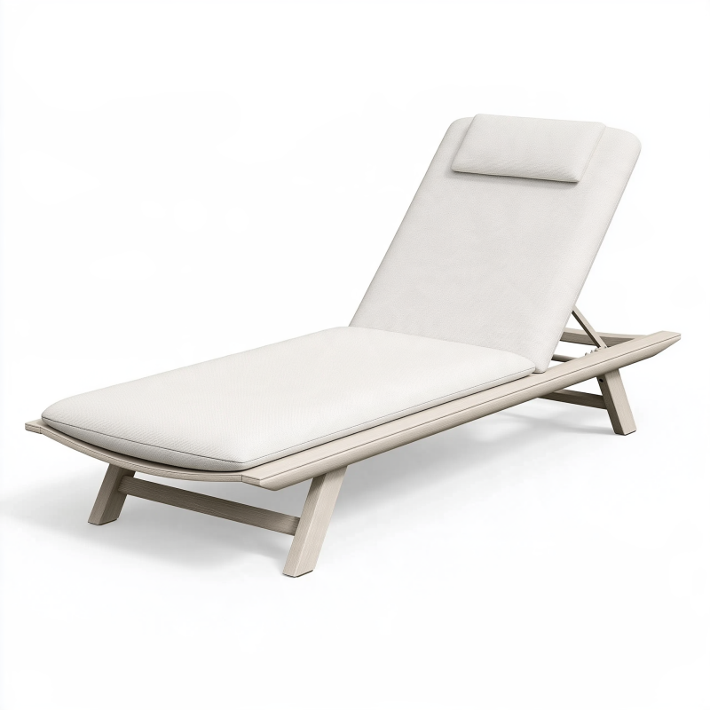 Gartenliege 200 x 70 cm Holz Creme mit verstellbarer Rückenlehne