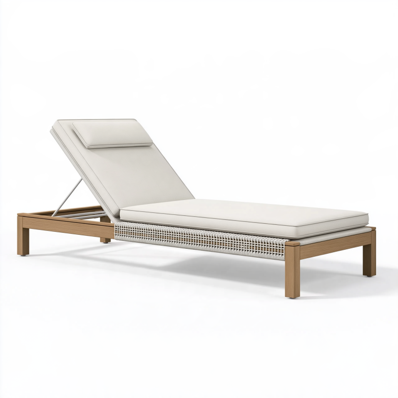 Gartenliege 200 x 75 cm Holz Beige mit verstellbarer Rückenlehne