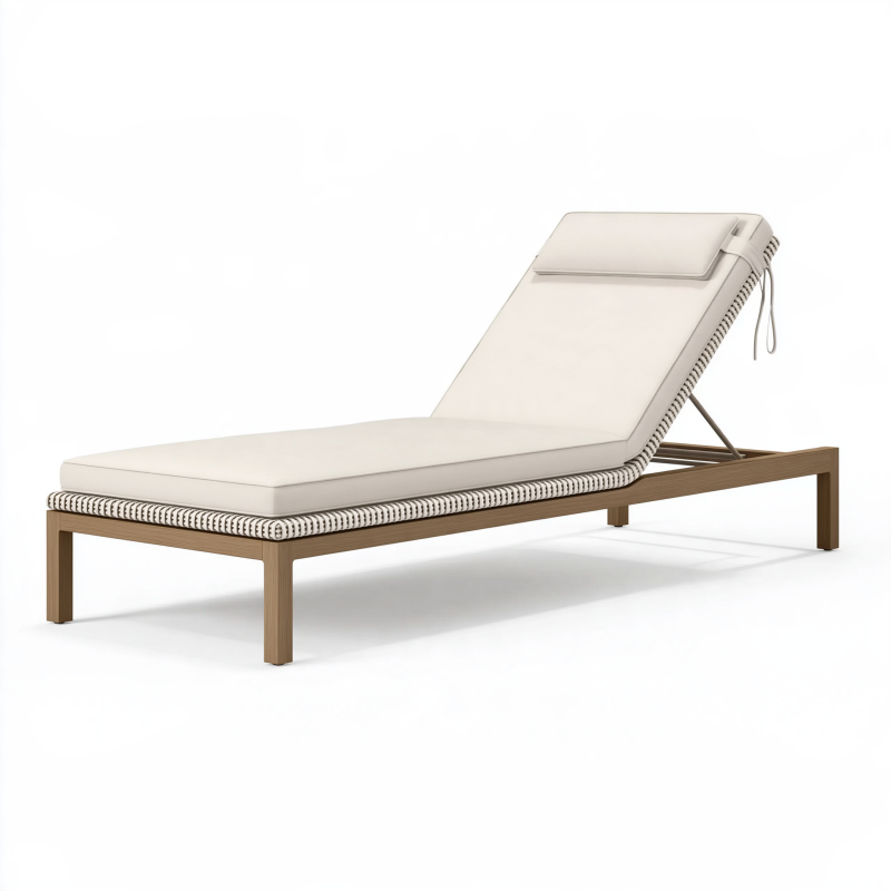 Sonnenliege 200 x 70 cm Holz Creme verstellbare Rückenlehne