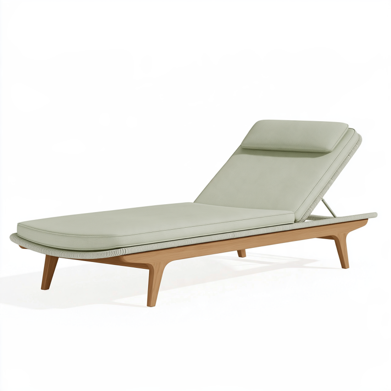 Moderne Gartenliege 200 x 70 cm Holz Salbeigrün mit verstellbarer Rückenlehne