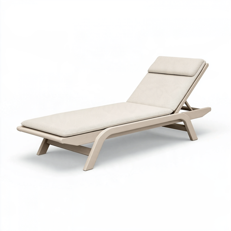 Gartenliegestuhl 200 x 70 x 85 cm aus Holz in Beige mit verstellbarer Rückenlehne