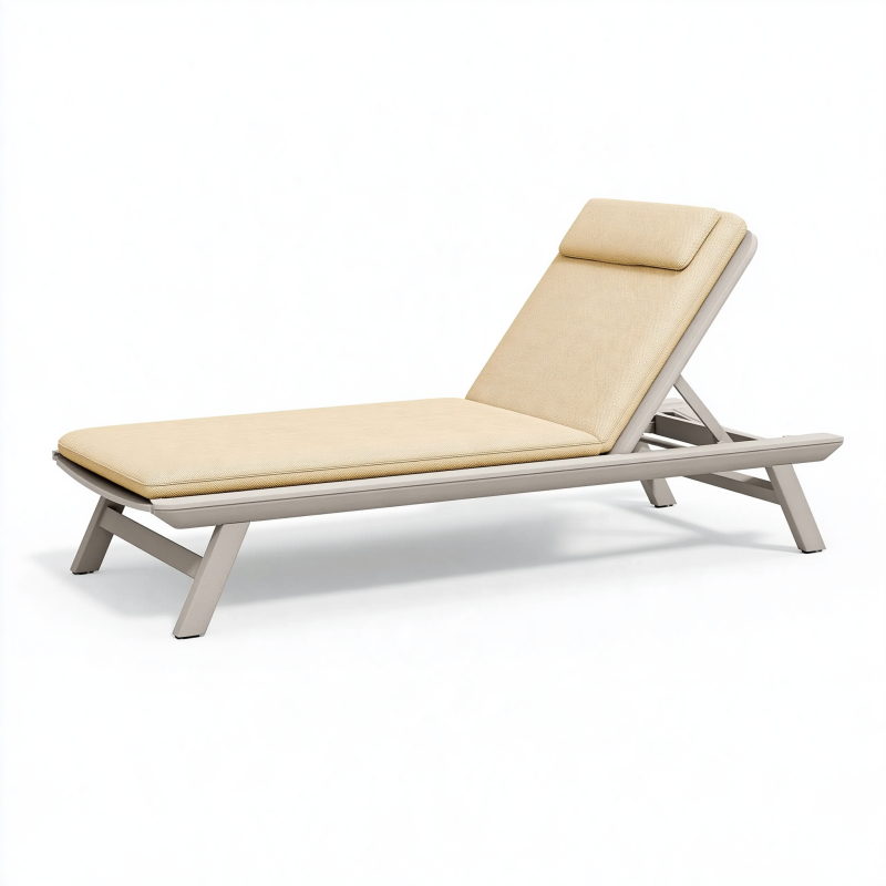 Gartenliege 200 x 70 cm Aluminium Beige mit verstellbarer Rückenlehne