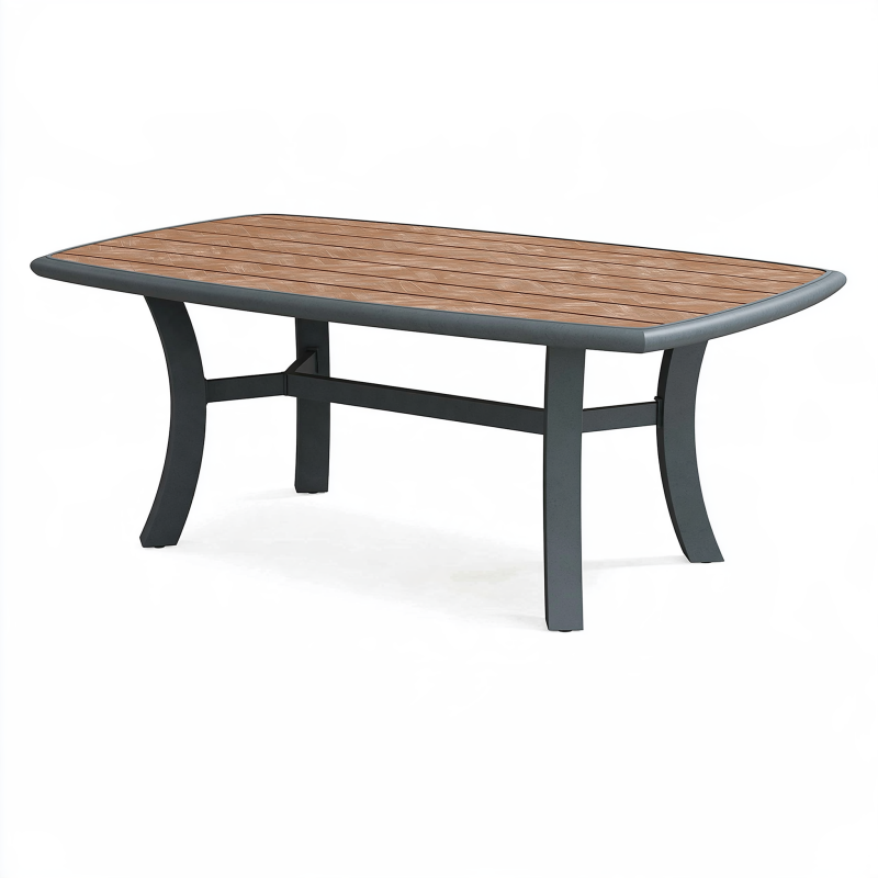 Gartentisch 180 x 90 x 75 cm Aluminium Braun Anthrazit mit Leistenplatte