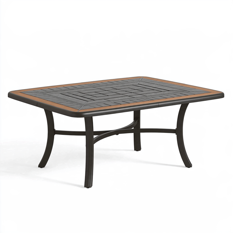 Gartentisch 150 x 90 cm Metall Braun Schwarz für den Außenbereich