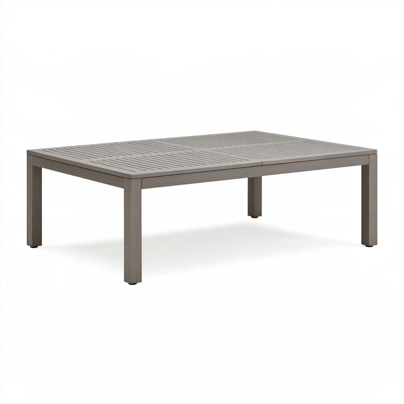Gartentisch 200 x 100 x 75 cm Aluminium Grau rechteckig mit Lamellenplatte