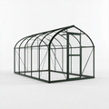 Gewächshaus 240 x 180 x 200 cm Aluminium Dunkelgrün Transparent für Garten mit Schiebetür