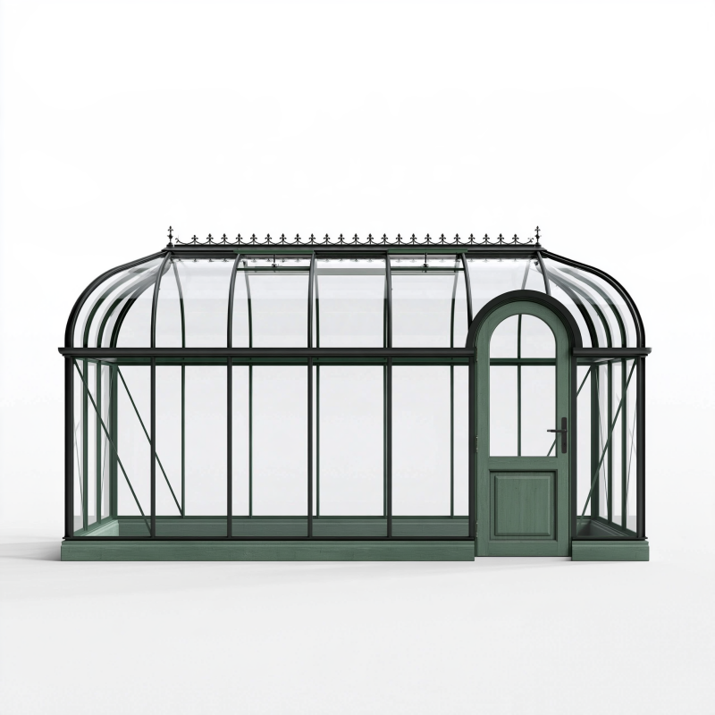 Gewächshaus 300 x 200 x 230 cm aus Metall und Glas Grün im viktorianischen Stil