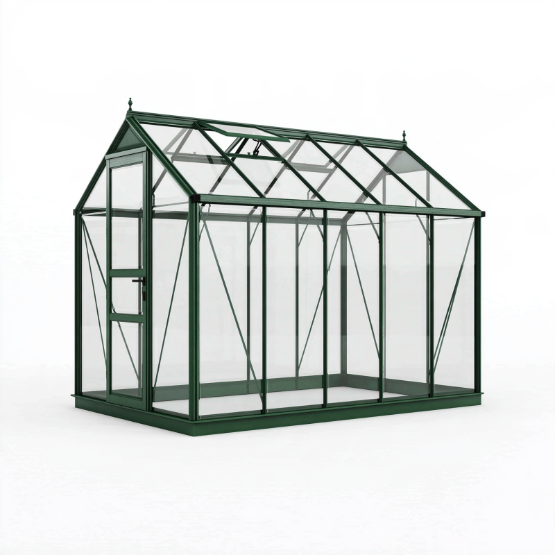 Gewächshaus 300 x 190 x 200 cm Aluminium Grün mit transparenten Paneelen und Satteldach