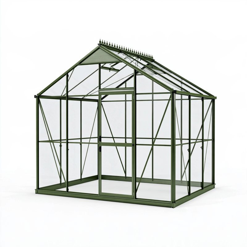 Gewächshaus 240 x 190 x 230 cm Aluminium Grün mit transparenten Paneelen für den Garten