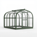 Gewächshaus 240 x 190 x 195 cm Dunkelgrün Aluminium Glas mit Runddach und Tür für Garten