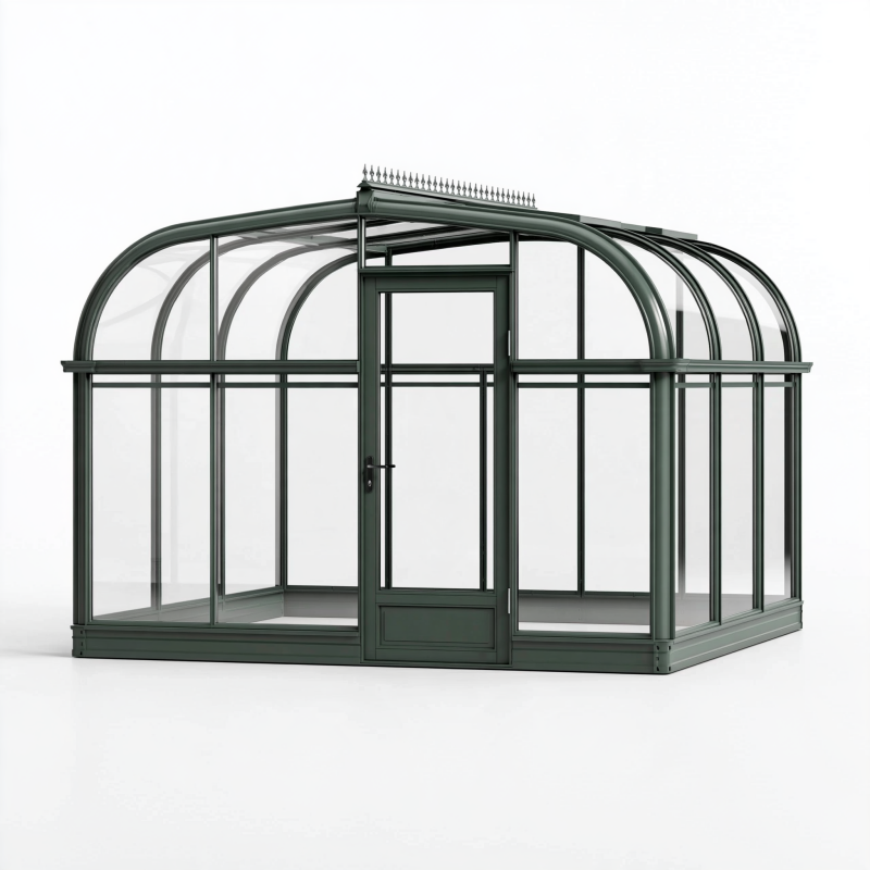 Gewächshaus 400 x 300 x 280 cm dunkelgrün Metall Glas freistehend mit Tür