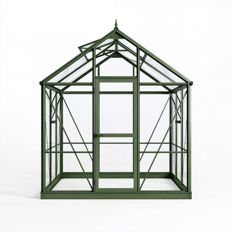 Gewächshaus 190 x 190 x 250 cm grünes Metall mit transparenten Paneelen freistehend