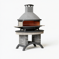Gartenkamin Grill 120 x 80 x 210 cm aus Metall und Stein Grau Schwarz für den Außenbereich
